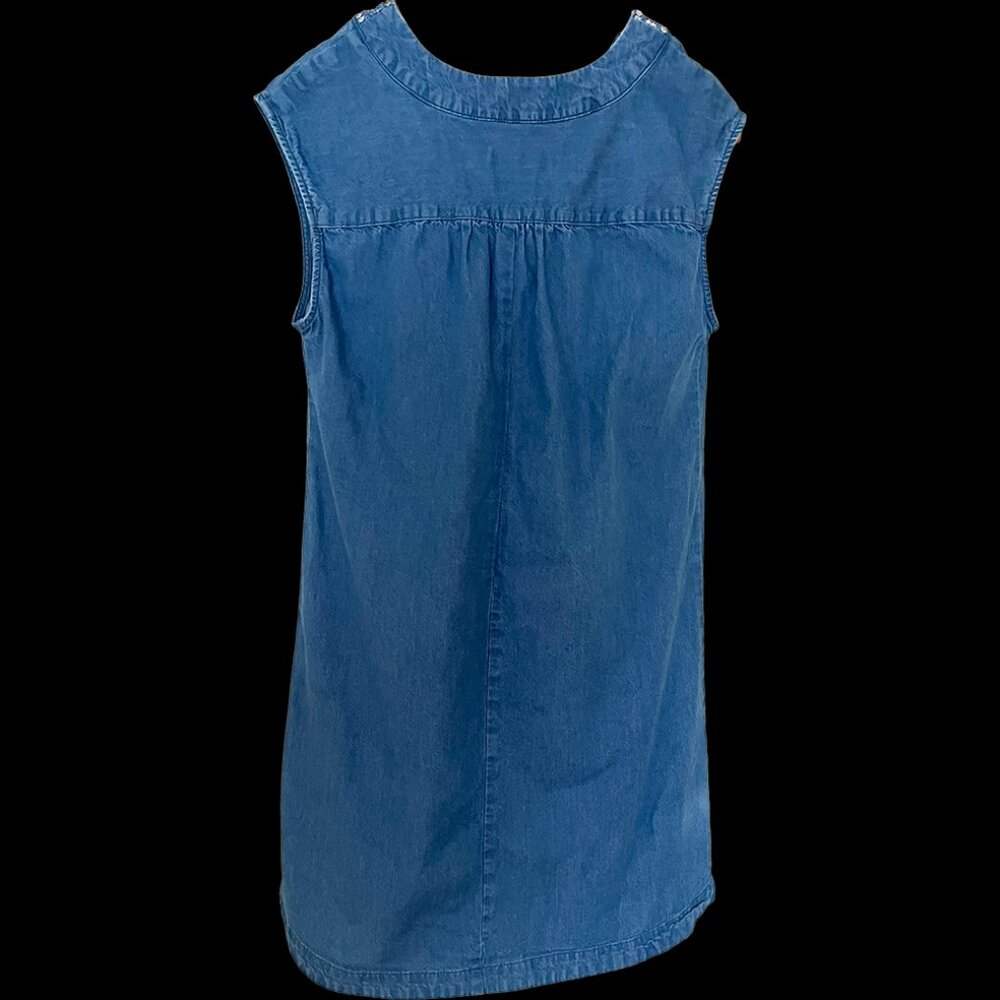 Knox Rose Denim Mini Dress Embroidered Sleeveless M Boho Beachy - Picture 3 of 5